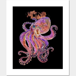 Psychedelic Purple Deep Sea Kraken Posters and Art